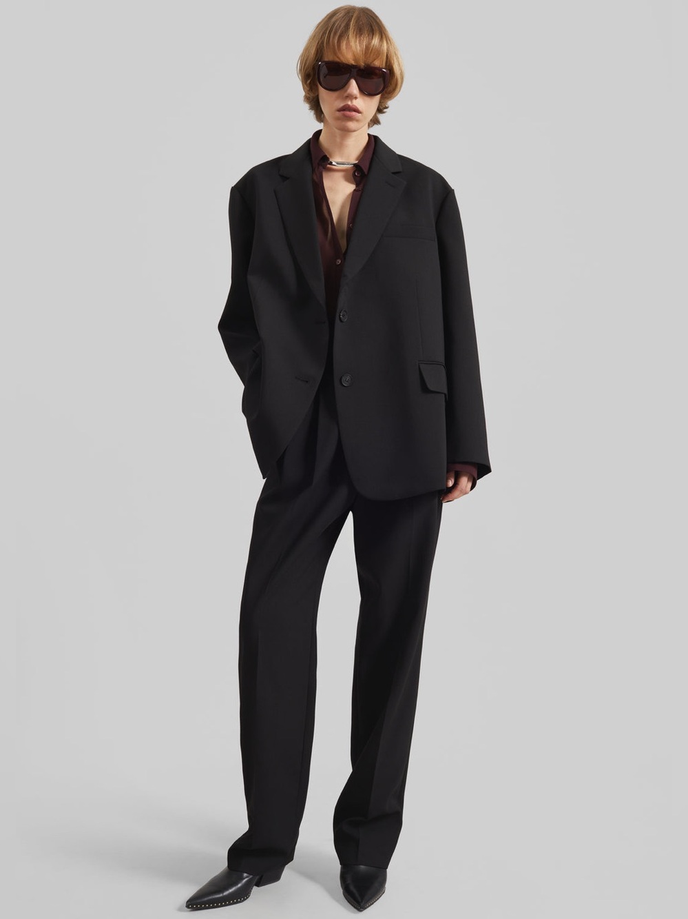 Frankie Shop Black Tapered Pleated Trousers